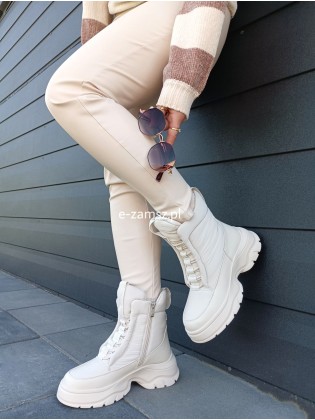 Beżowe damskie śniegowce z...