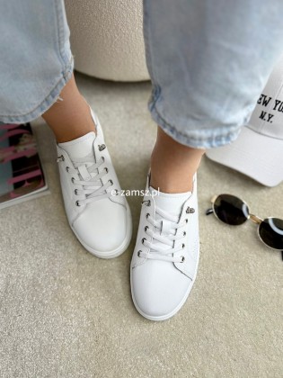 Białe Płaskie Trampki za...