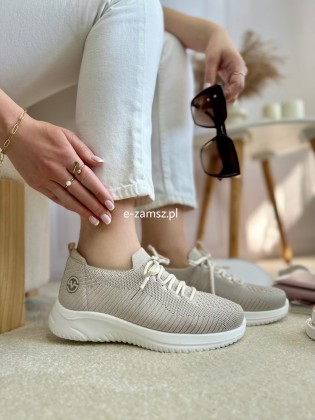 Lekkie Materiałowe Buty Sportowe Damskie Sznurowane