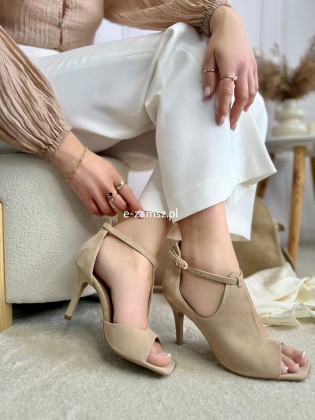 Zamszowe Sandały na Szpilce...