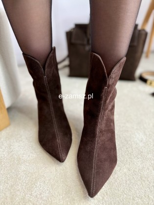 Czekoladowe Botki Damskie...