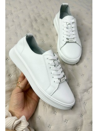 Białe Klasyczne Trampki Damskie Skóra Naturalna