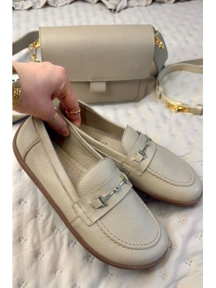 Miękkie Beżowe Mokasyny...